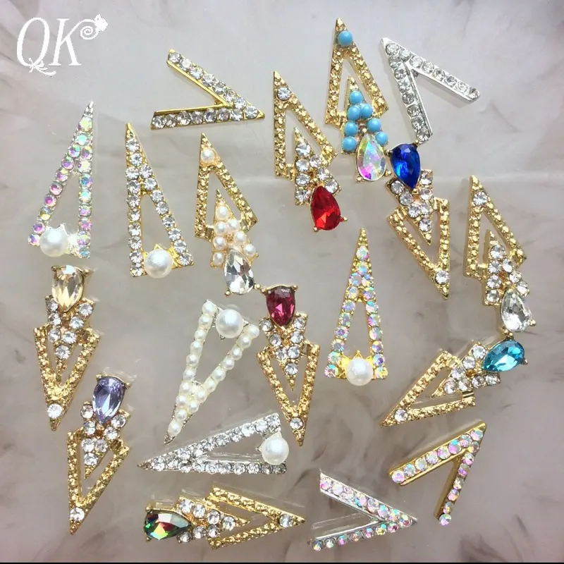 Glitter Crown Alloy Nail art with Rhinestone Charms 3d nail art stickers decoration arrow jewelry designer nail charms