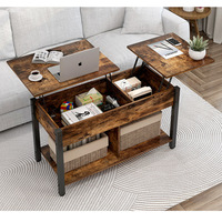 Table basse relevable, étagère de rangement réglable, table basse multifonctionnelle pour salon