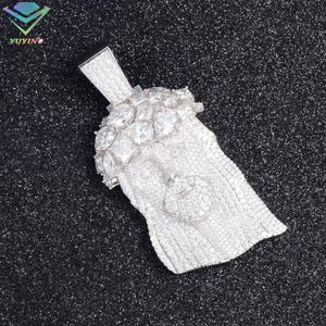 Custom 925 <b>Silver</b> Moissanite Iced Out Jesus Pendant <b>Silver</b> Plated Hip Hop Jewelry Moissanite <b>Diamond</b> <b>Necklace</b> Jesus Pendant - Product Image 4