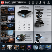 Proyektor Home Theater Portabel 4K Mendukung LED Mini Beamer |   Proyektor Pintar Sinema Saku Portabel Android 13 dengan Baterai Terpasang