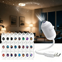 Projecteur Galaxie 2-en-1 Veilleuse 12/24 diapositives USB Ciel Étoilé Lampe de Projection LED pour Plafond Ambiance Sommeil