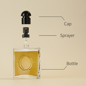 Flacon de <span class=keywords><strong>parfum</strong></span> vide en verre transparent de luxe rechargeable avec logo personnalisé, 30/100 ml, avec pulvérisateur à pompe et capuchon en dôme noir mat - Product Image 3