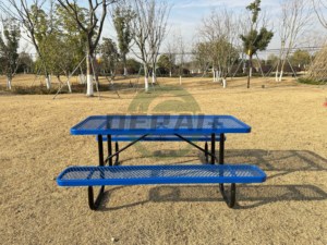 Mesa de <span class=keywords><strong>Patio</strong></span> Exterior para Cafetería con Orificio para Sombrilla, Muebles Comerciales de Metal, Mesa de Comedor Redonda de Acero para 8 Personas - Product Image 5