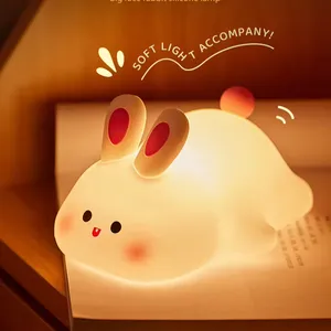 Banqcn NEW Cute Silicone Big Face Rabbit Light clap that bright Time Function Three gear brightness Night Light