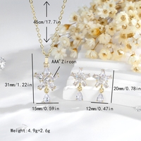 Conjunto de Collar y Aretes de Estrella de Cinco Puntas y Gota de Agua, Chapado en Oro de 14k, Popular, de Dos Piezas, al por Mayor para Mujer