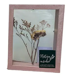 Double-side glass transparent plant specimen plant pressed flower photo frame wood box cadre en bois