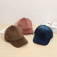 Gorra de Béisbol Deportiva Unisex de Terciopelo Sedoso al por Mayor, Gorra de Color Sólido Ajustable con Visera Curva Gruesa y Cálida para Otoño e Invierno