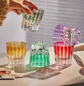 日本江户纪子彩色玻璃杯酒杯7盎司豪华水晶威士忌酒杯酒吧家庭办公室