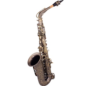 Saxophone alto finition bronze antique, corps en laiton, motif floral gravé, style vintage, tonalité EB, embouchure réglable en PMMA - Product Image 1