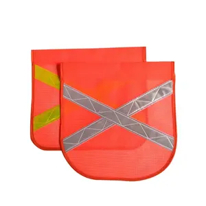 Оранжевый ПВХ сетчатая ткань пользовательский размер наружного движения светоотражающий флаг безопасности для многократного использования