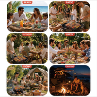 Barbecue portable multifonctionnel de précision pour l'extérieur, avec revêtement par pulvérisation, idéal pour le camping