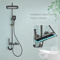 Mitigeur de douche numérique 5 fonctions en laiton de haute qualité avec affichage, ensemble de salle de bain rectangulaire à jet de pluie et pulvérisation douce, avec cartouche céramique