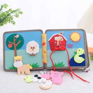 BABUR Tableau d'activités pour enfants <span class=keywords><strong>en</strong></span> bas âge, activités d'apprentissage préscolaire, jouet sensoriel éducatif, <span class=keywords><strong>livre</strong></span> silencieux <span class=keywords><strong>en</strong></span> coton - Product Image 1