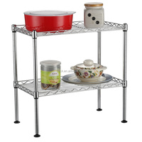 Étagère de rangement double à 2 niveaux en métal chromé approuvée par la NSF pour condiments et aliments de cuisine, support multifonctionnel en fil métallique sur table