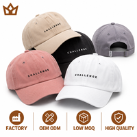 Casquette de baseball non structurée à profil bas, 6 panneaux, 100 % coton, effet vieilli, avec logo brodé et boucle métallique, vente en gros
