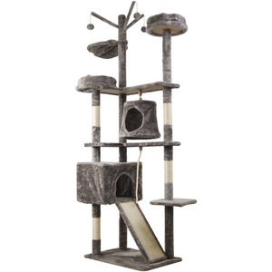 Arbre à chat multi-niveaux pour le commerce international, avec griffoir, niche et plateforme de saut intégrées, pour chats de grande taille, en sisal - Product Image 3