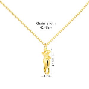 Collier pendentif pour femme en alliage de zinc doré plaqué or 14 carats, motif abstrait de figure humaine mère et fille enlacées, bijou cadeau - Product Image 3