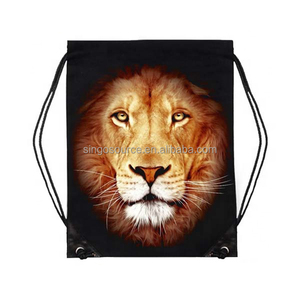 Borse da nuoto con stampa di <span class=keywords><strong>leone</strong></span> animale di nuova 2025 stampate personalizzate da palestra borse per scarpe con coulisse sportive - Product Image 1