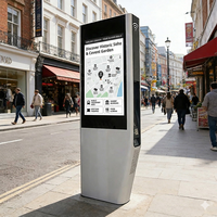 Pantalla LCD Publicitaria Impermeable con SDK y CMS Integrado 16:9, Tótem Doble para Exteriores con Energía Solar para Ventanas