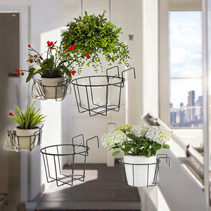 Modern Metal Hanging <b>Flower</b> Pot Holder Circular Design for Wall Mounting with Plant <b>Support</b> Frame - Product Image 2