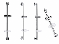 Barre coulissante de douche professionnelle en chrome miroir haute brillance avec curseur réglable à l'infini pour projet de salle de bain d'hôtel moderne