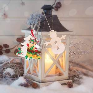 Ornements de Noël en bois tranches de bois non finies avec trous pendentifs blancs en bois pour enfant bricolage artisanat décor d'arbre de noël - Product Image 2