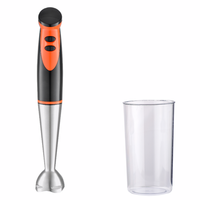 Mixeur plongeant durable 200W avec 4 lames, 2 vitesses, fonctions de pilage et de broyage de glace, nettoyage facile pour usage domestique et hôtelier