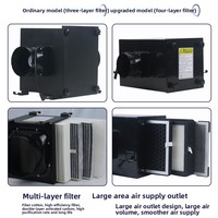 Filter Karbon Aktif PM2.5 untuk Pembersih Udara, Kipas Exhaust, Kotak Pra-Filter Asap Rokok Bekas, Kebisingan 0dB, Daya AC 100-240V