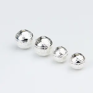 S925 argent Sterling antique Cion entretoise perles 8-10mm pièces de monnaie de Fortune argent motif rond perle en vrac breloques bijoux accessoires