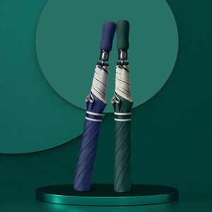 New Trending Automatic Foldable Golf <b>Umbrellas</b> 2 Folding Rainy <b>Umbrella</b> With Reflective Strip - Product Image 3