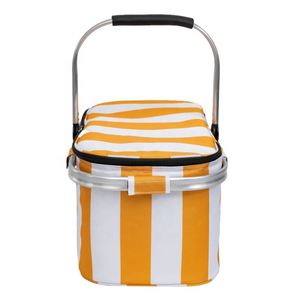 Customized Stripe Thermal Insulated Beach Picnic Cooler Bag Embossed logo Food Portable Basket Lunch Cooler Bag - Product Image 3