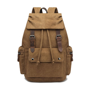 Sac à dos d'ordinateur en toile et <span class=keywords><strong>cuir</strong></span> véritable décontracté pour hommes, sac d'école pour hommes - Product Image 1