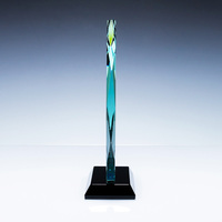 Trophée-plaque en verre facetté personnalisé, vente en gros d'usine, avec base noire, gravure vierge, pour l'excellence professionnelle, cadeau pour employé