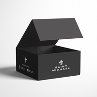 Emballage de boîte cadeau personnalisé de luxe avec insert en satin noir magnétique doublé de satin à l'intérieur pour cadeau chrétien