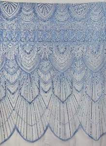 Breathable Eco-Friendly Soft <strong>Sequins</strong> Beaded Lace Fabric Medium Weight for Women's Wedding Dresses 5 Yards - Product Image 2