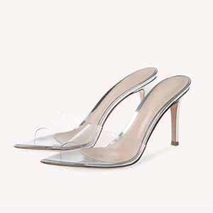 Babouches Femme Peep Toe Bleu Royal Tendance Mules à Talons Hauts Transparents - Product Image 5