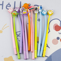 Nouveau stylo promotionnel en gel noir anti-stress en plastique, avec tête de dessin animé en gel souple, 0,5 mm, pour étudiants