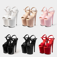 Sandales à plateforme légères à talon fin et bride cheville, à brides croisées, bout ouvert, blanches, pour la danse sur barre, 20CM, Evergreen