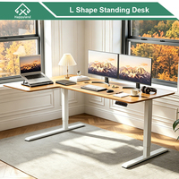 Bureau assis-debout électrique à 2 pieds, ergonomique, en forme de L, réglable en hauteur, pour coin de bureau