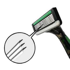 Hojas de afeitar curvadas de acero inoxidable de seis capas con parte trasera abierta MKR, amigables con la piel, con tira lubricante de <span class=keywords><strong>aloe</strong></span> <span class=keywords><strong>vera</strong></span> y vitamina E, herramienta de afeitado para piel sensible - Product Image 2