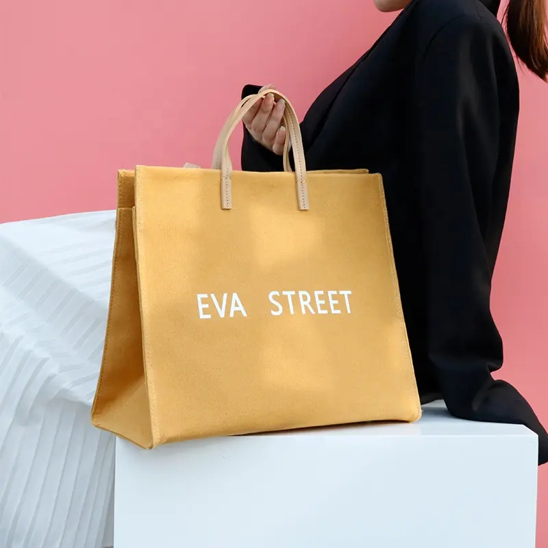Spot Ladies Bright Colorful Striped Canvas Tote Bag Leather Handle Women Shopping Canvas Handbag Custom