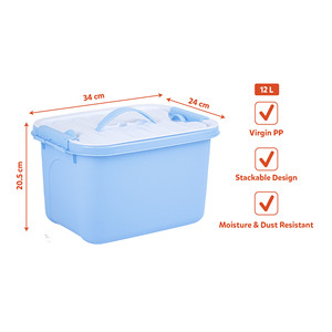 Multi Color Plastic Storage Box Lid 12 L PP Organizer Bin Stackable Moisture Resistant Dust Resistant Eco-Friendly for Wardrobe - Product Image 2