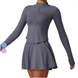 Women 2pcs Athletic Sports Gym UPF50+ Sun Protection Quick Dry <b>Workout</b> Long Sleeve <b>Jacket</b> Skorts Built-in Shorts Tennis Golf - Product Image 2