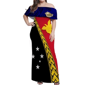 Vente <span class=keywords><strong>en</strong></span> gros de vêtements décontractés pour femme, vêtements personnalisés, robes longues à épaules dénudées avec motif tribal pour dame, mode <span class=keywords><strong>PNG</strong></span>, vêtements des Highlands de l'Ouest - Product Image 3