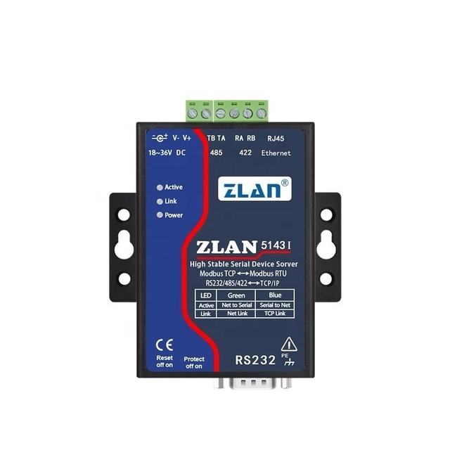 ZLAN5143I Isolated Serial Device Server RS232 RS485 RS422 to Ethernet Gateway Network Interface