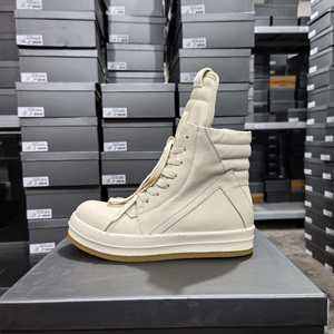 Sneakers de luxe noires à <span class=keywords><strong>plateforme</strong></span> haute pour hommes, avec fermeture éclair latérale et lacets, bout rond, chaussures décontractées tendance pour couple - Product Image 2