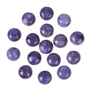 ขายส่งพลอยชารอยต์สีม่วงธรรมชาติทรงกลมเจียระไนขนาด 8 มม. สำหรับทำเครื่องประดับ DIY พลอยคาโบชองและงานเจียระไน - Product Image 4