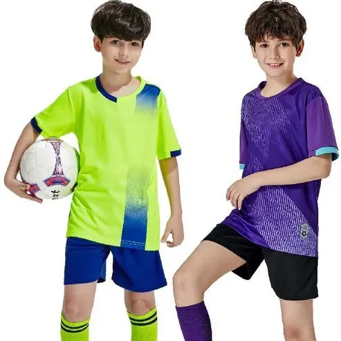 Setelan jersey sepak bola warna polos, setelan seragam olahraga Fitness Sekolah warna kustom Online