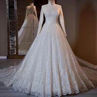 AL1767 2024 Robe de mariée élégante vintage en dentelle à manches longues, taille plus, avec volants et fleurs en cristal