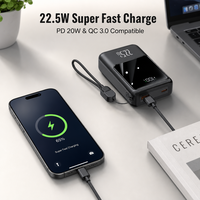 Batterie externe portable en gros du fabricant, 20000 mAh, chargeur mobile haute capacité, charge rapide PD 22,5 W, mini Power Bank